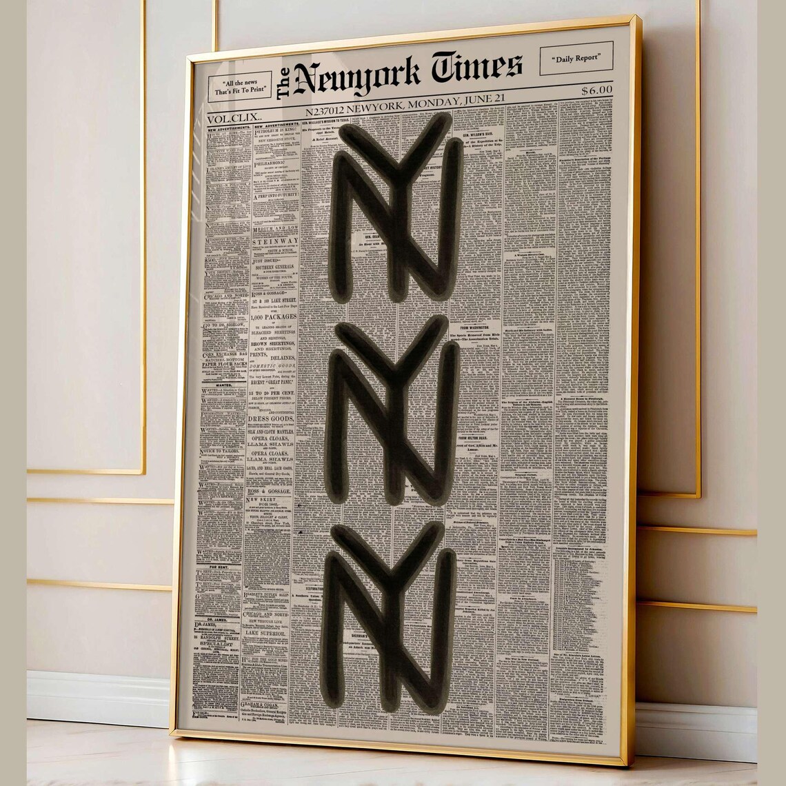 Vintage New York City Poster, Abstract Typography Print