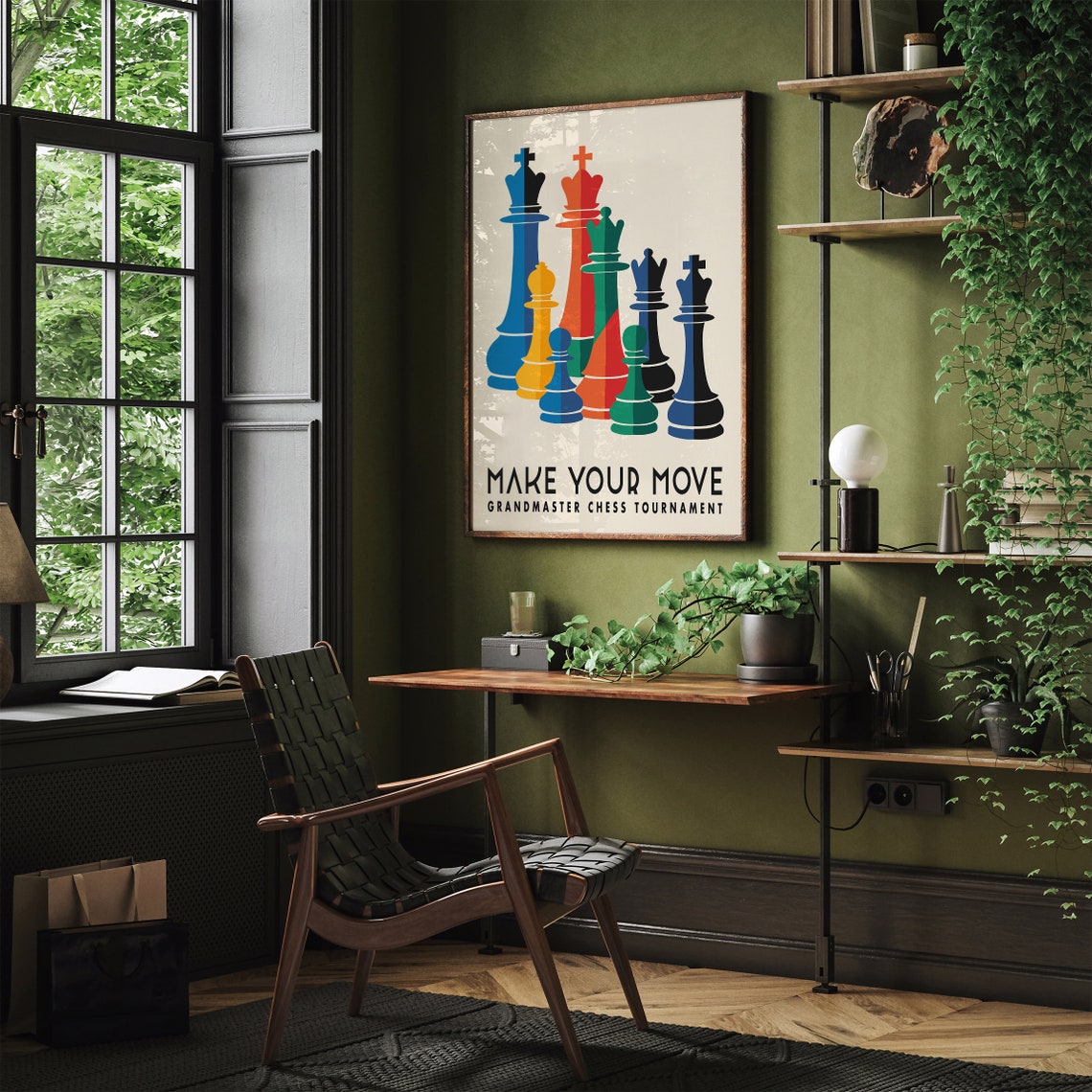 Make Your Move Grandmaster Chess Tournament Colorful Retro Poster - Image 2