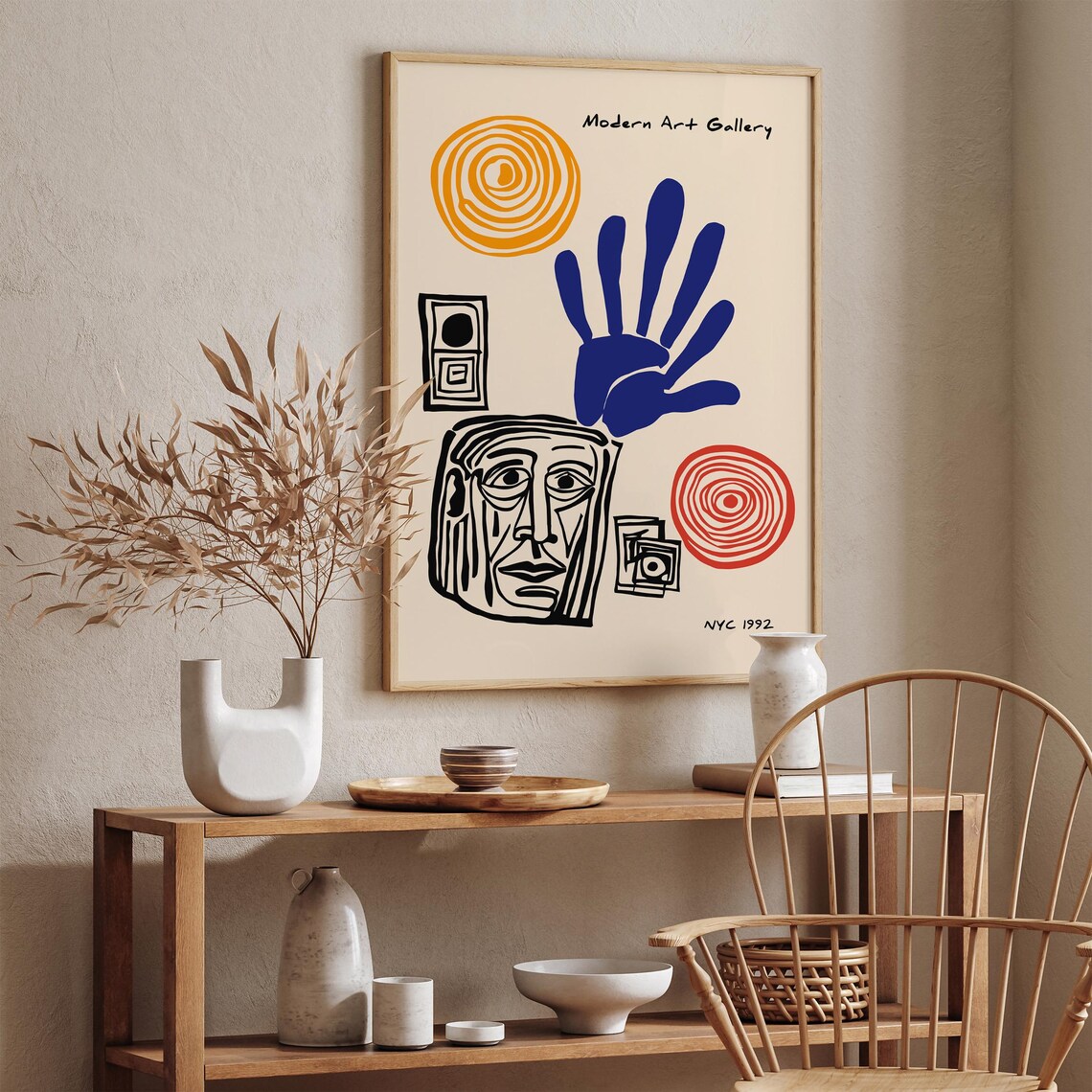 1992 NYC Modern Art Gallery Exhibition Poster with Cubist Doodles - Image 6