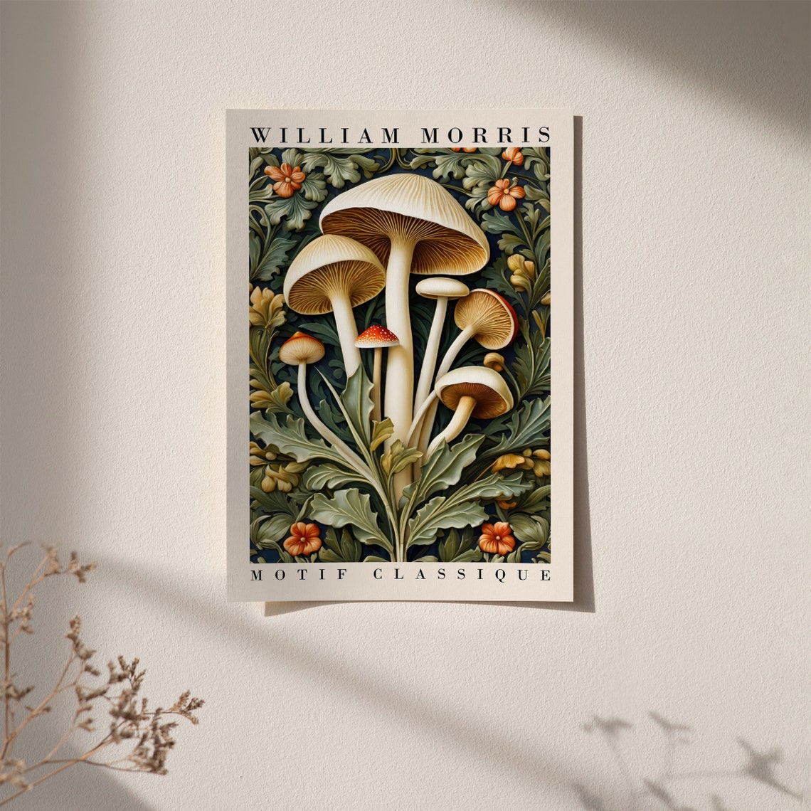 William Morris Motif Classique Mushroom Botanical Illustration Poster - Image 5