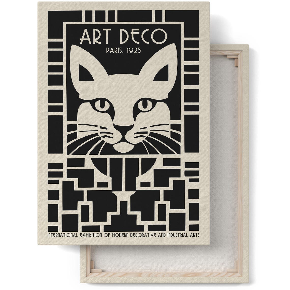 Art Deco Paris 1925 Stylized Geometric Black Cat Exhibition Poster