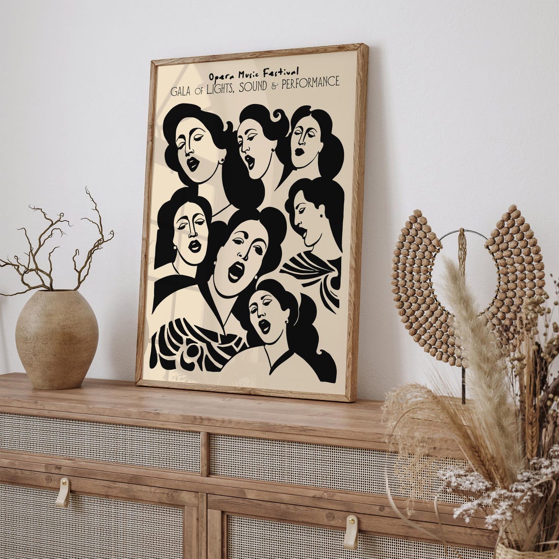 Opera Music Festival Gala Singers Poster In Black And Cream Art - Image 2