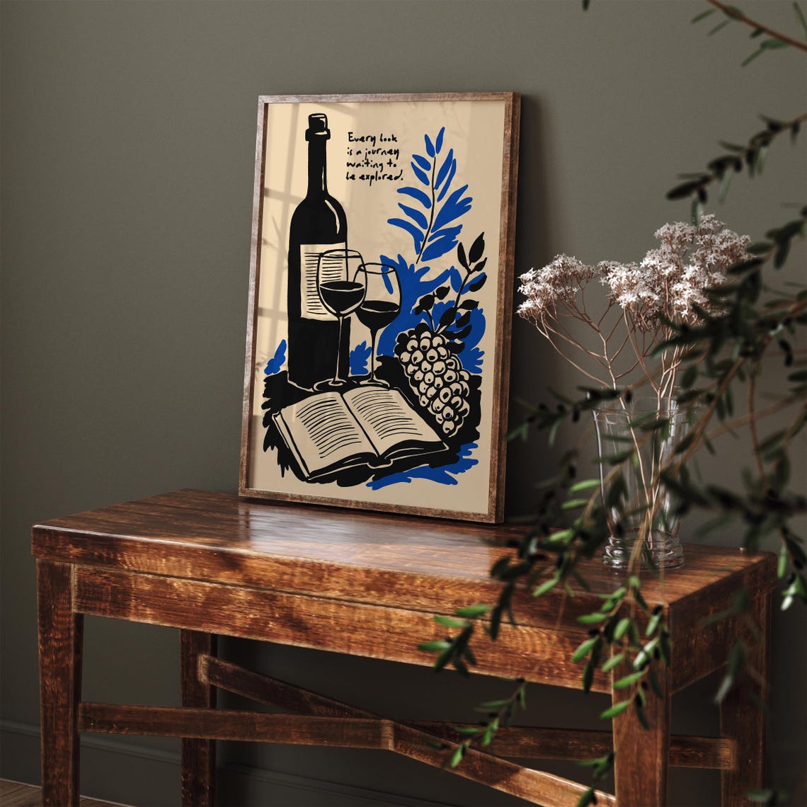 Every Book Is a Journey Quote Wine Lovers Literary Reading Print - Image 3