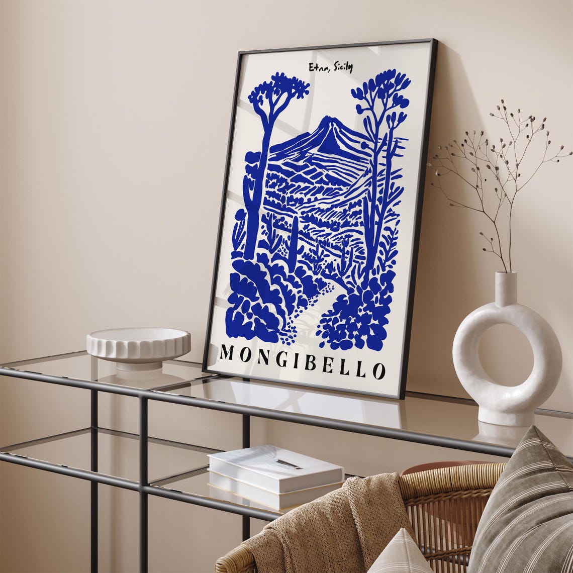 Etna Sicily Blue Indigo Mongibello Volcano Landscape Wall Poster - Image 6