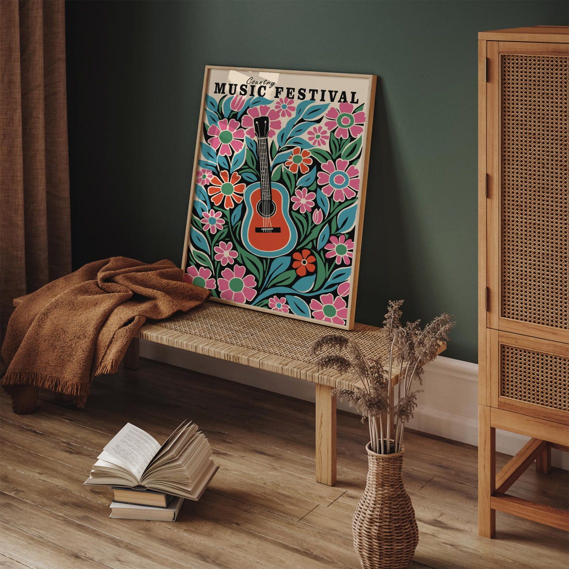 Country Music Poster Vintage Music Poster Western Wall Art Nashville Floral Poster Farmhouse Decor Country Music Fan Botanical Print - Image 3