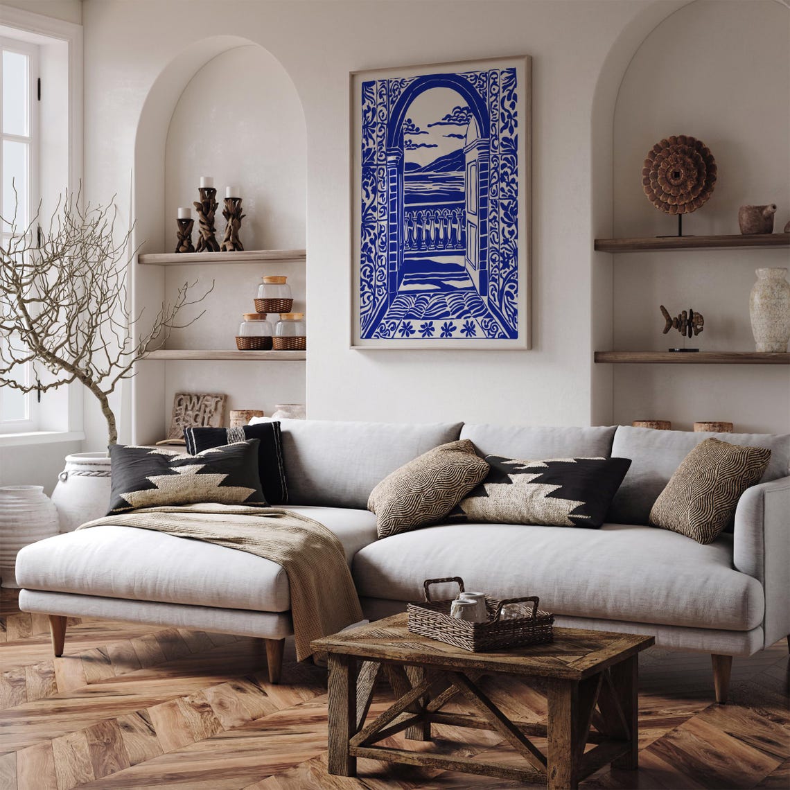 Romantic La Vacanza Italiana Indigo Archway Coastal View Poster - Image 2