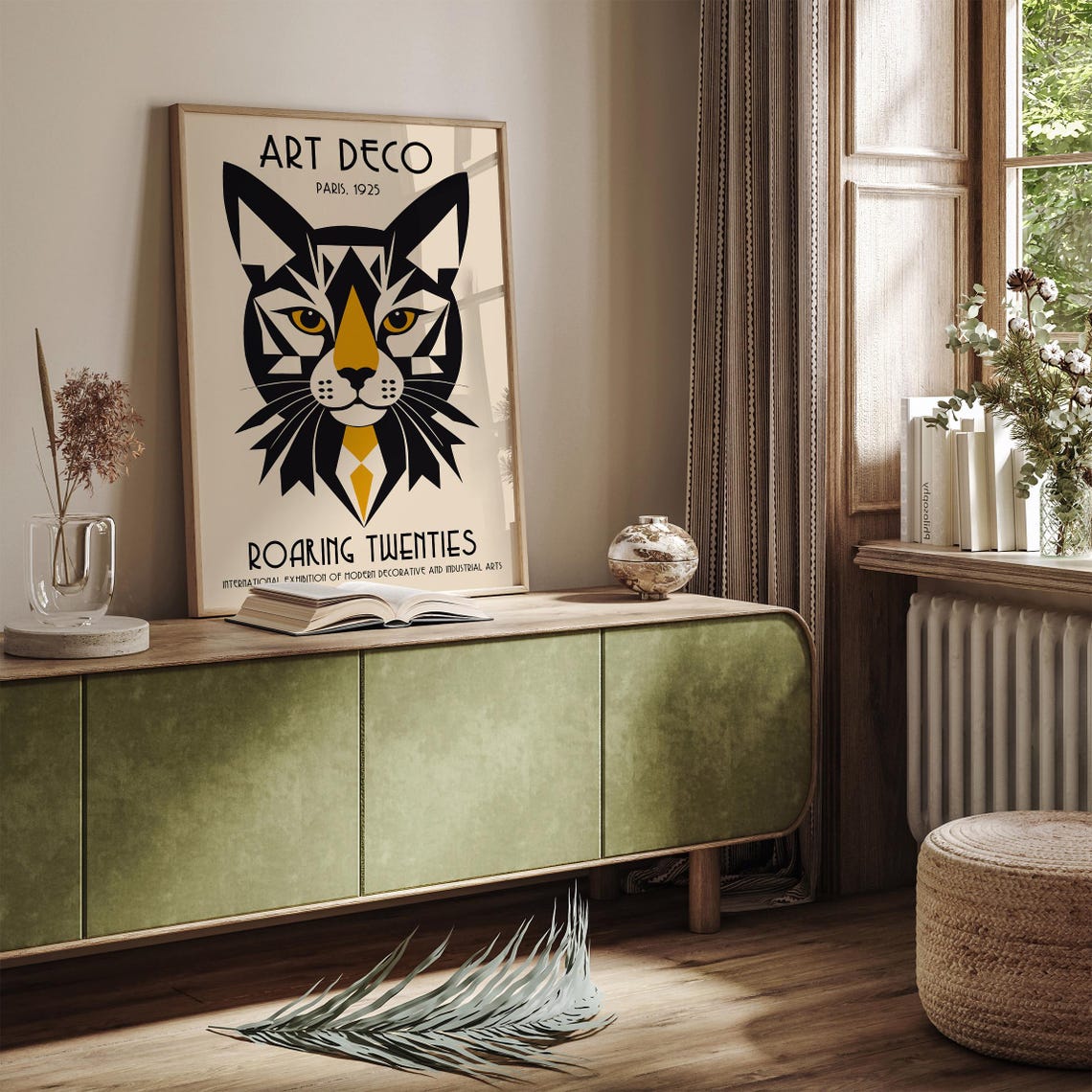 Glamorous Art Deco Paris 1925 Roaring Twenties Cat Face Poster - Image 2