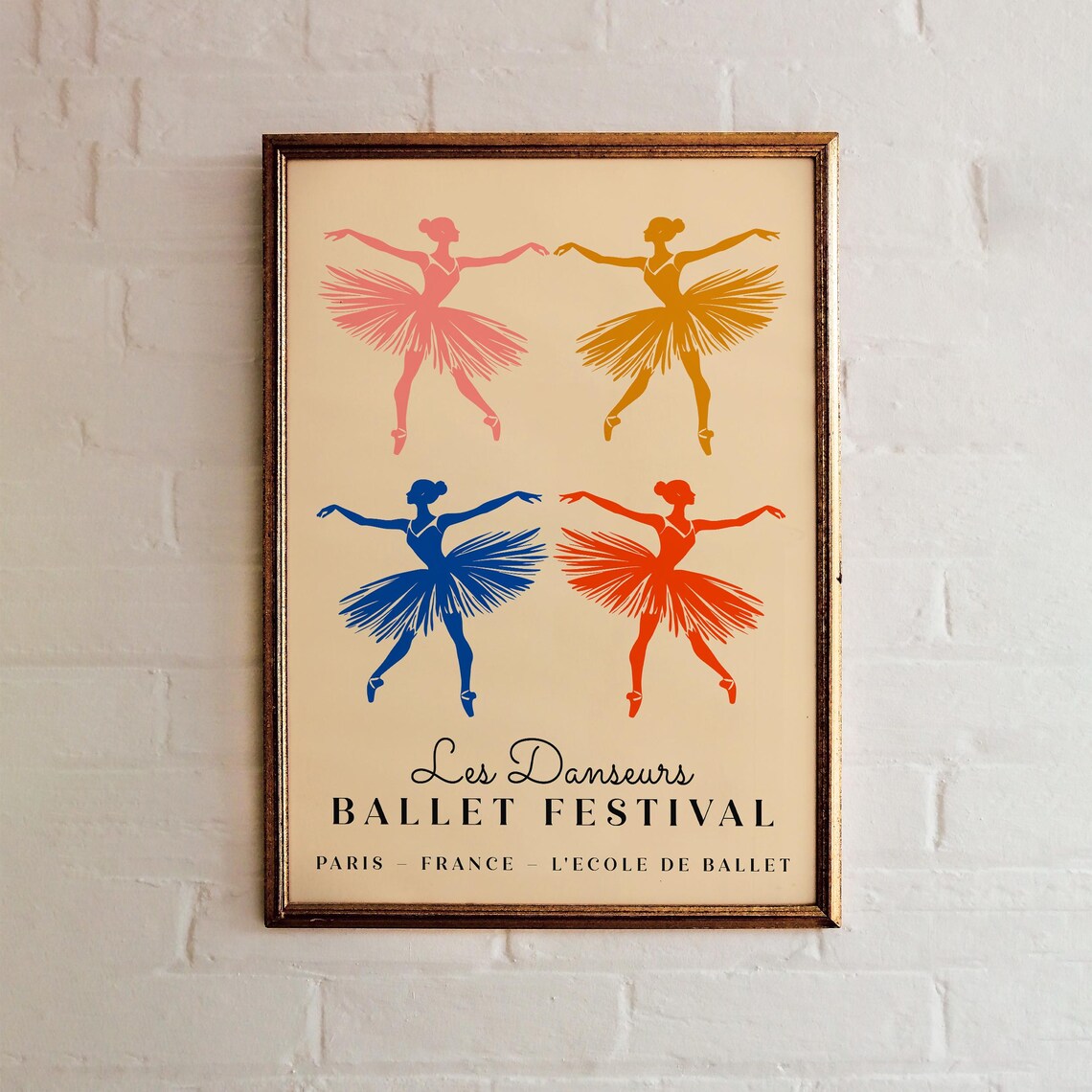 Les Danseurs Paris Ballet Festival Four Colorful Ballerinas Poster