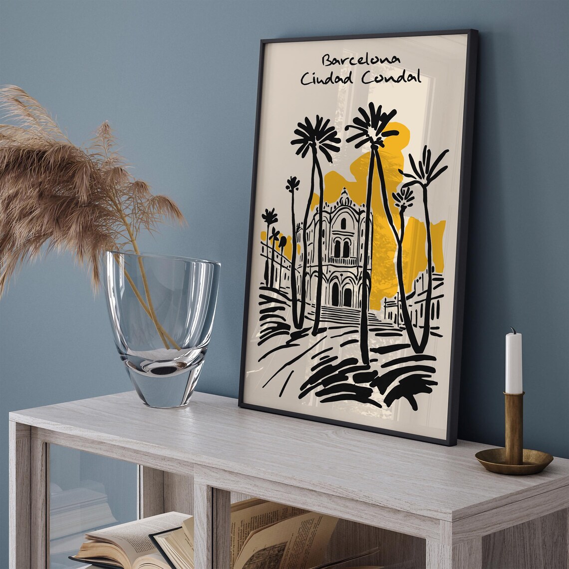 Barcelona Ciudad Condal Cathedral Palm Trees Spain Travel Poster - Image 2