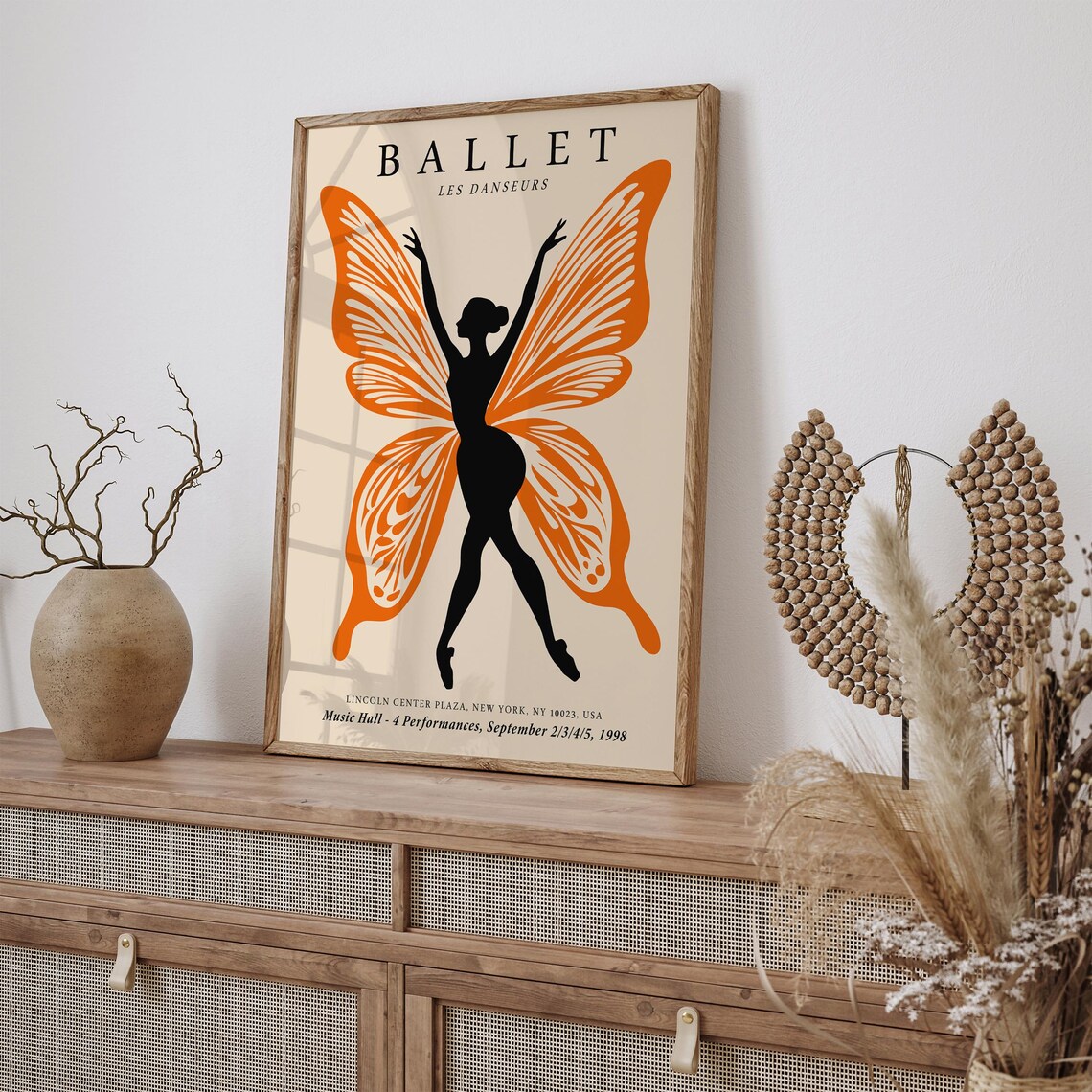 Ballet Les Danseurs 1998 Orange Butterfly Wings Ballerina Poster - Image 2
