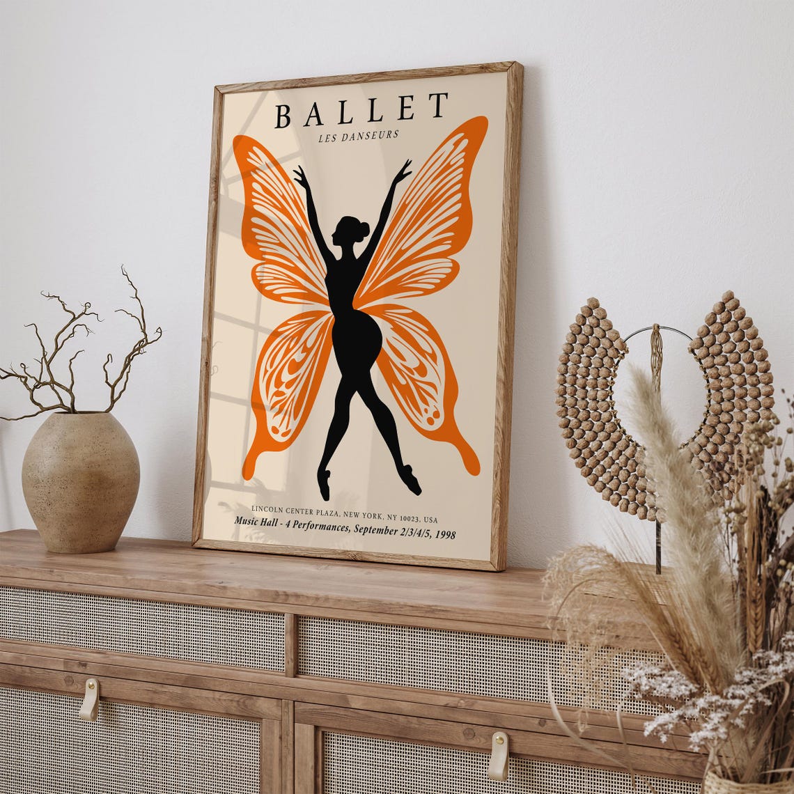 Ballet Performances Art Print With Orange Butterfly Dancer Elegant Ballerina Wall Decor Unique Dance Studio Artwork Ballet Lover Gift - Image 2