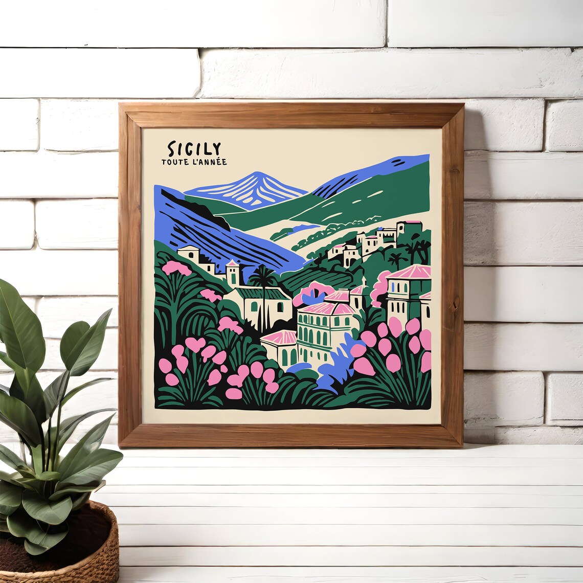 Sicily Toute l'Année Mount Etna Village View Retro Travel Poster - Image 5