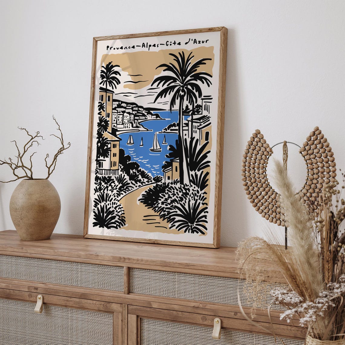 Provence Côte d'Azur Coastal Poster with Sailboats and Palms - Image 5