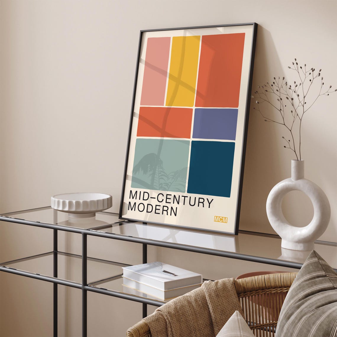 Classic Mid Century Modern Geometric Color Blocks MCM Poster - Image 3