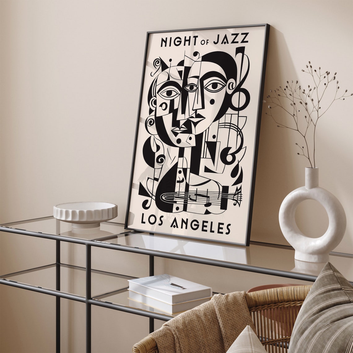 Vintage Cubist Music Art Poster Abstract Los Angeles Music Festival Wall Art Night Of Jazz Festival Picasso Inspired Art Music Lovers - Image 4