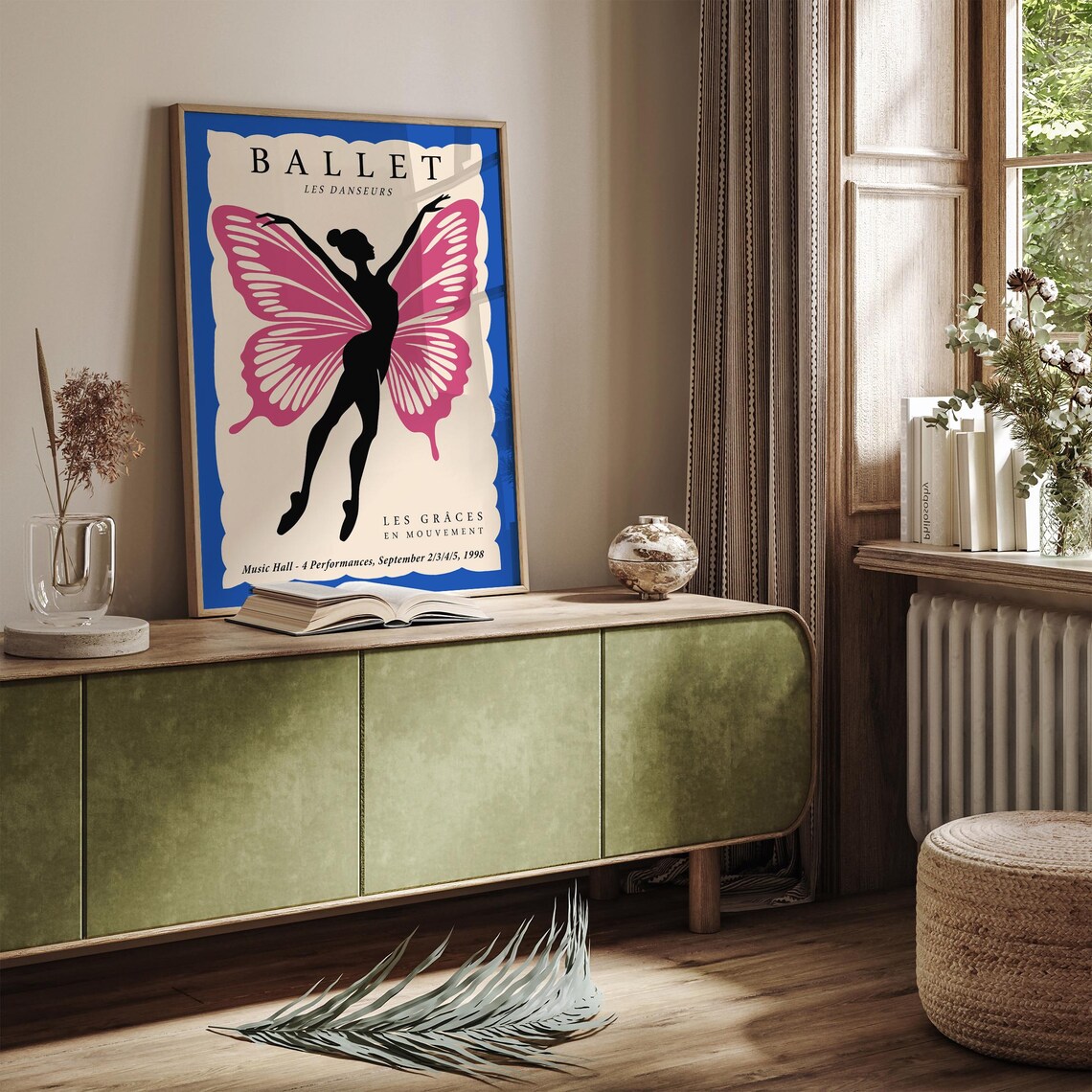Ballet Les Danseurs 1998 Pink Butterfly Wings Ballerina Poster - Image 3