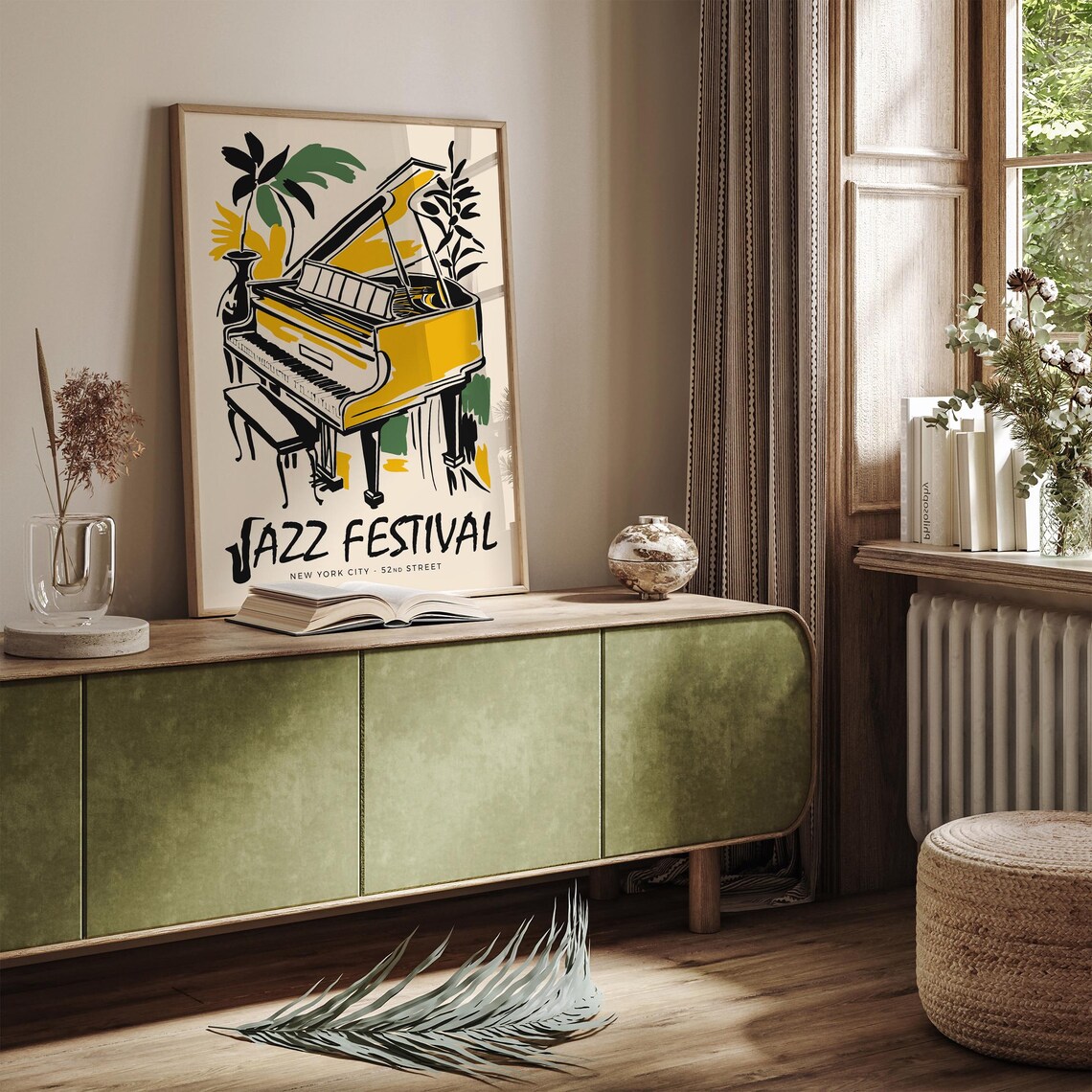 New York 52nd Street Jazz Festival Golden Grand Piano Poster - Image 4