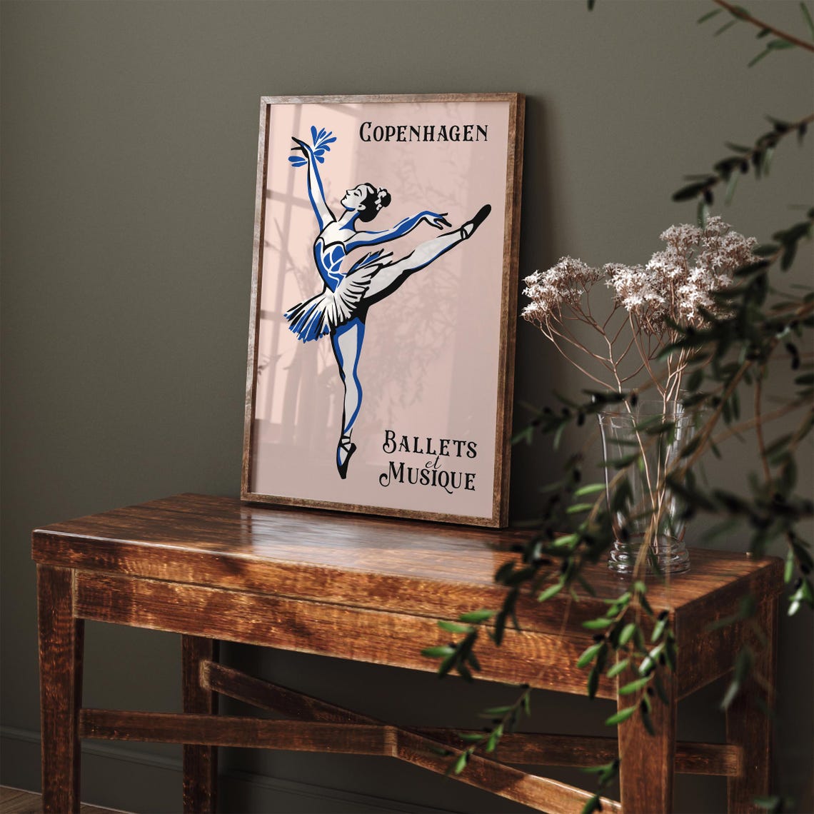 Copenhagen Ballet Blue White Ballerina Ballets et Musique Poster - Image 4