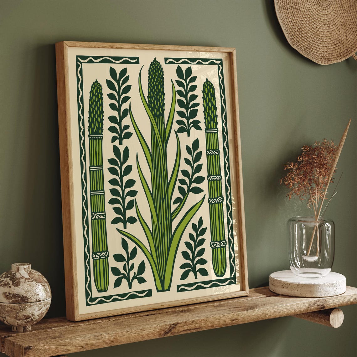 Vintage Green Asparagus Stalks Botanical Kitchen Garden Poster - Image 2