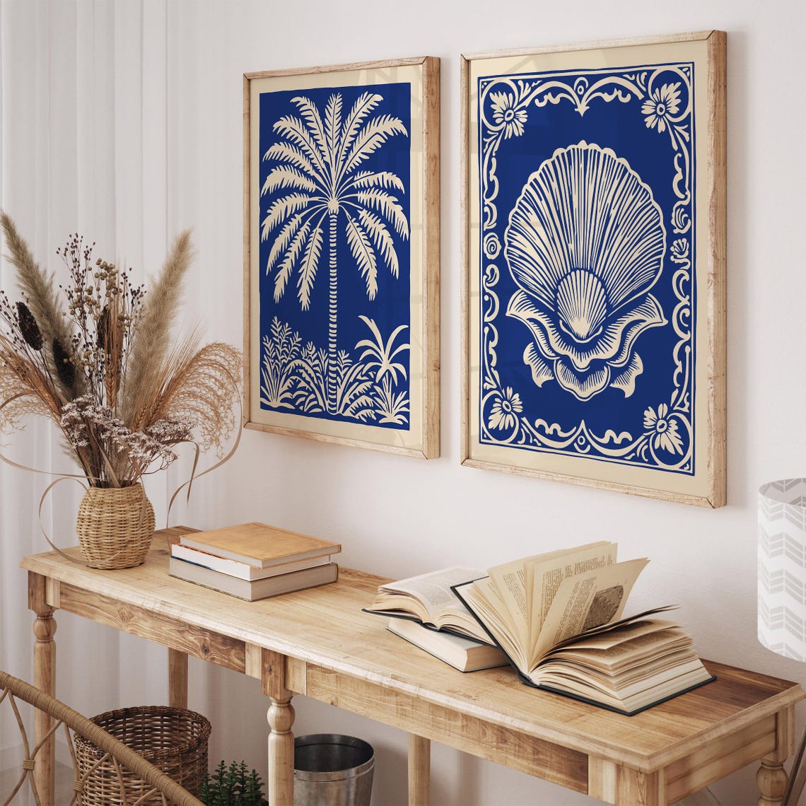 Indigo Blue Seashell Rococo Nautical Coastal Vintage Wall Poster - Image 5