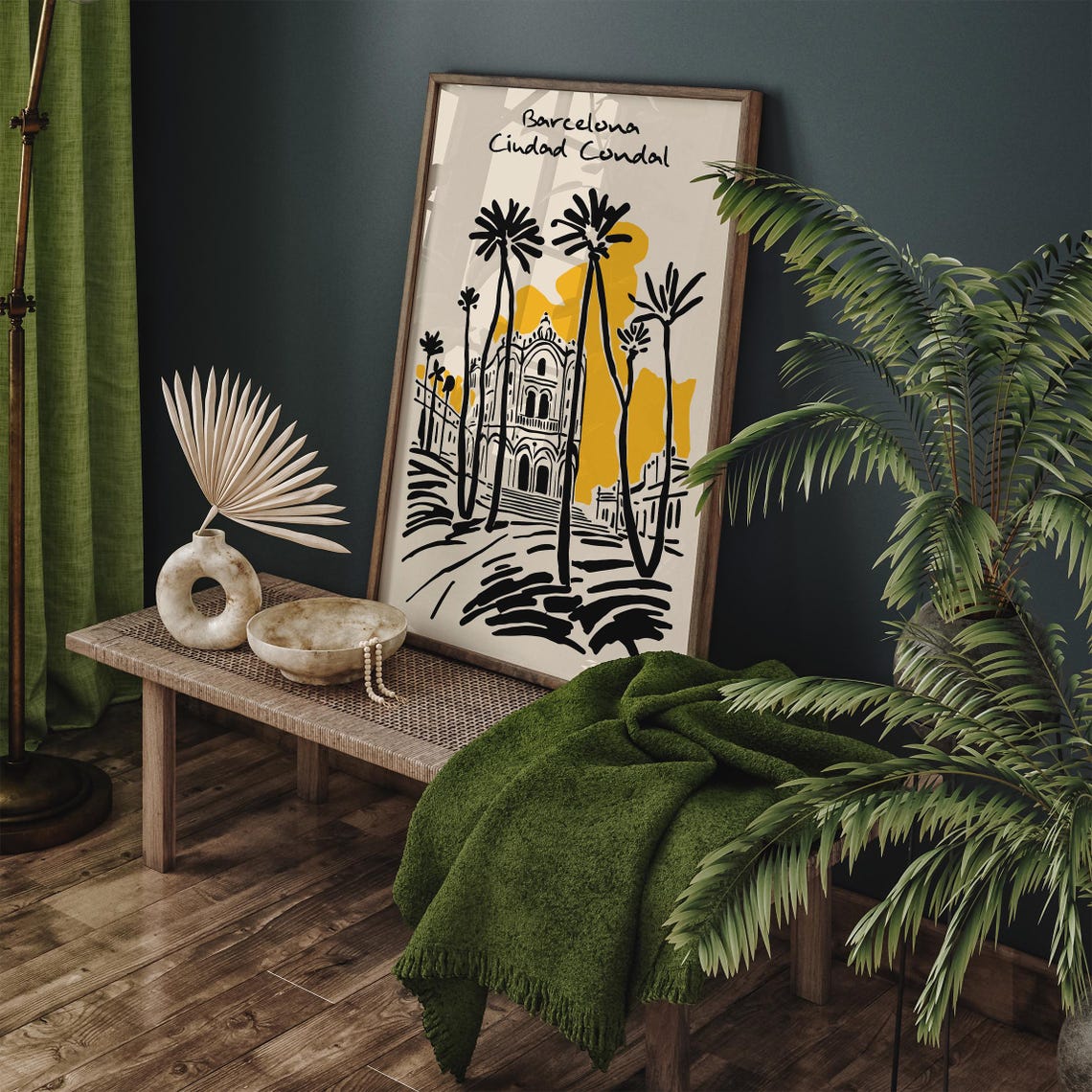 Barcelona Ciudad Condal Cathedral Palm Trees Spain Travel Poster - Image 3