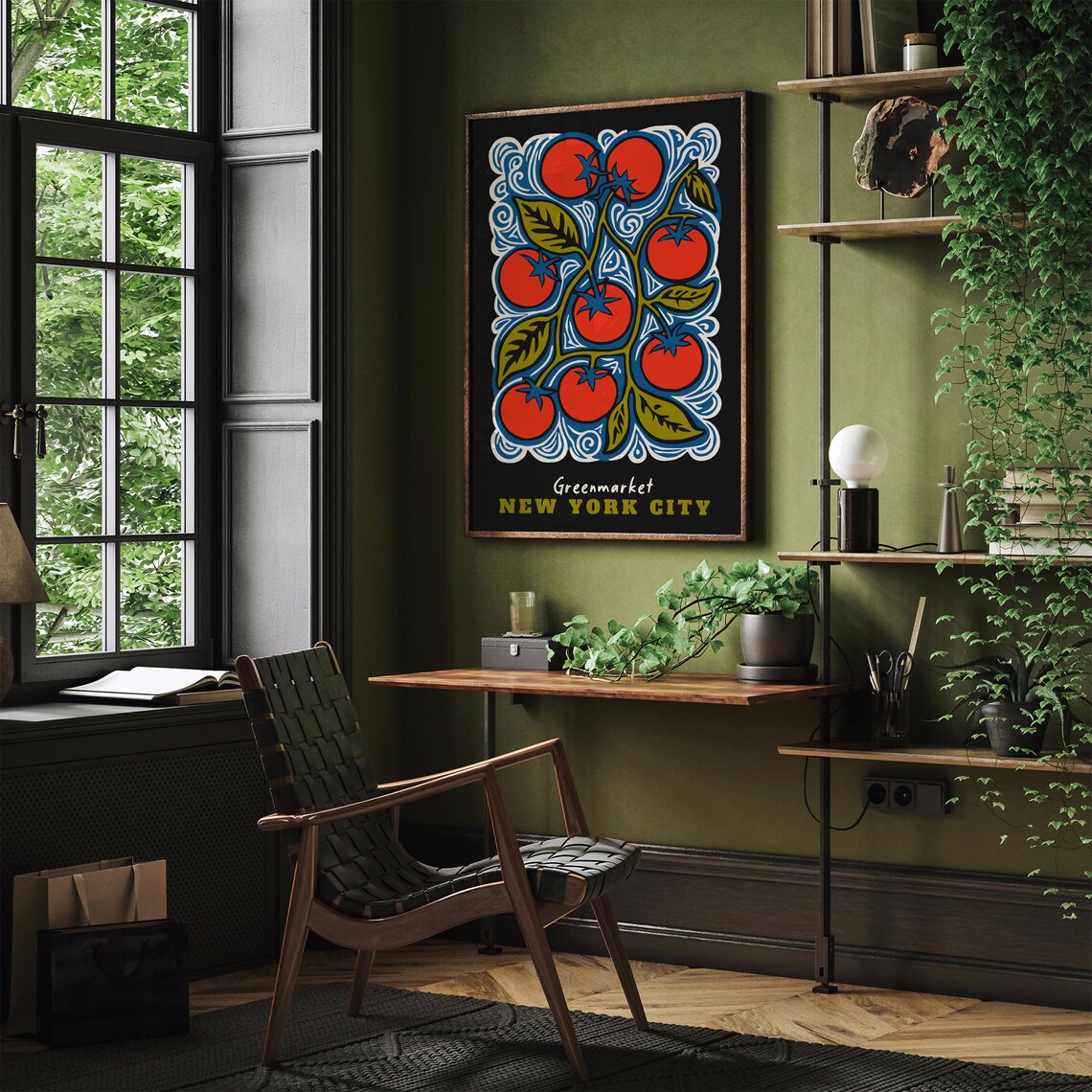 New York City Greenmarket Tomato Linocut Farmers Market Poster - Image 2