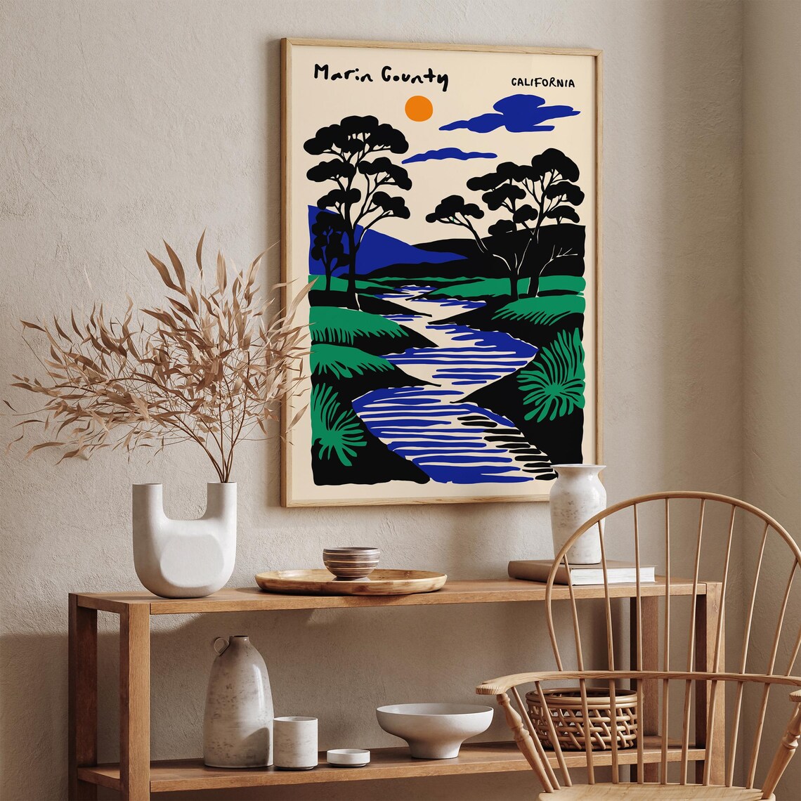 Marin County California River Landscape Vintage Travel Poster - Image 2