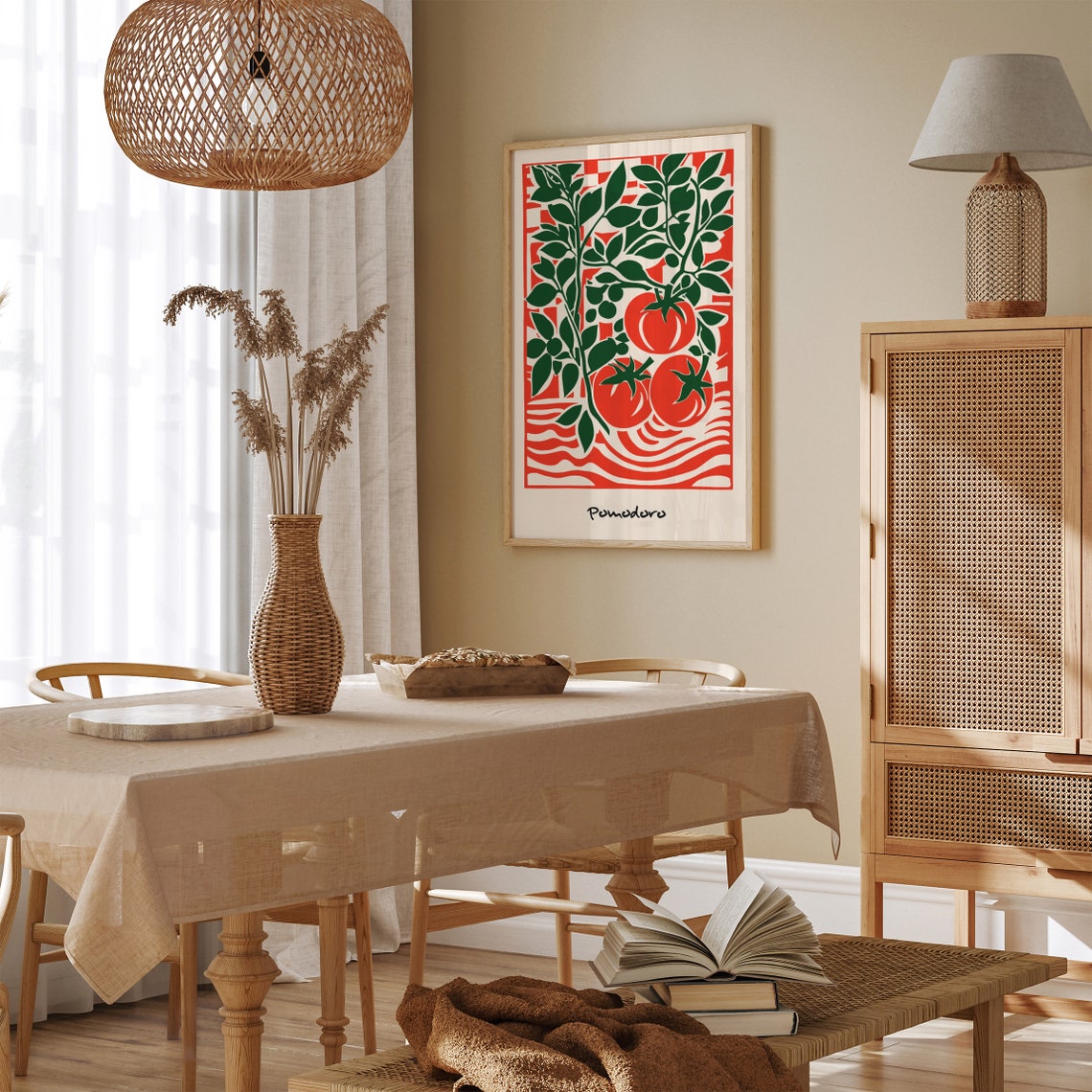 Pomodoro Italian Tomato Vine Red Green Retro Style Kitchen Poster - Image 4