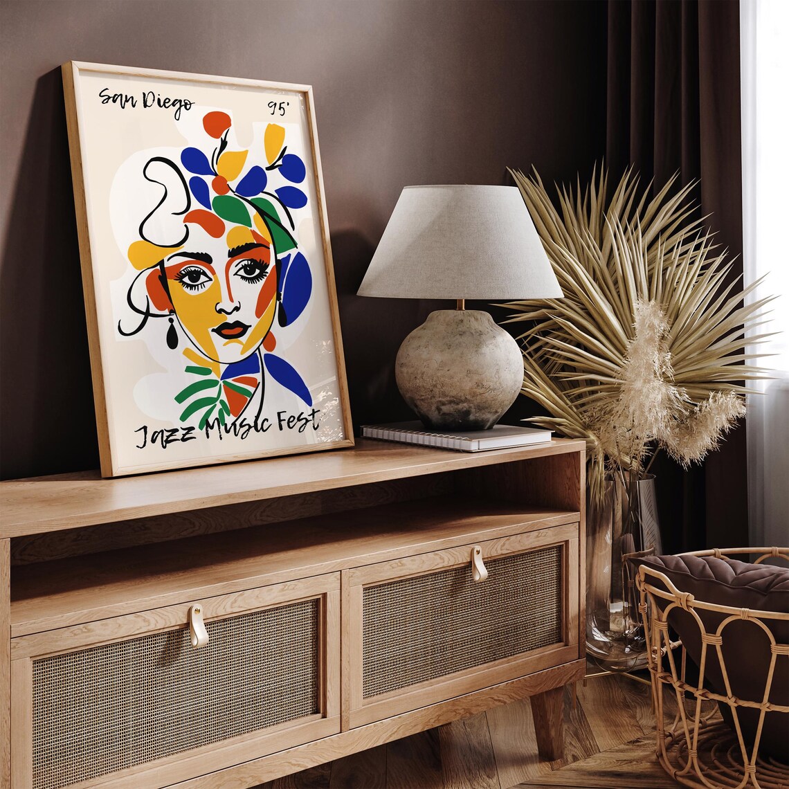 San Diego 95 Jazz Music Fest Abstract Woman Portrait Art Poster - Image 4