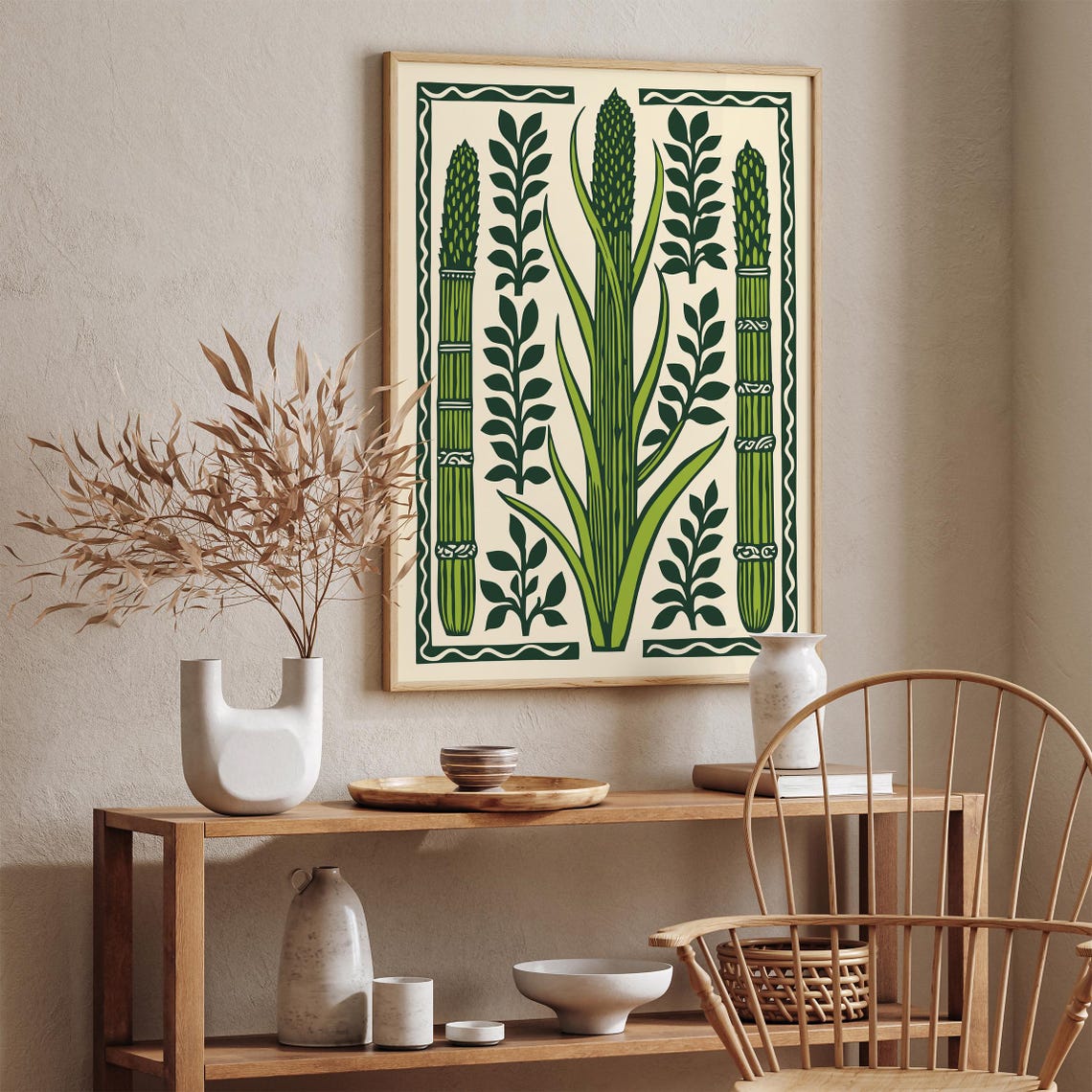 Vintage Green Asparagus Stalks Botanical Kitchen Garden Poster - Image 5