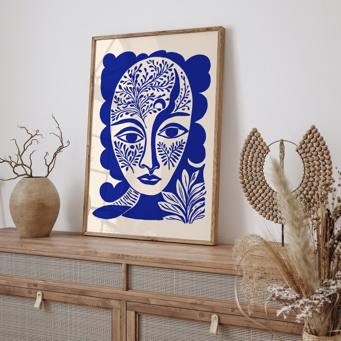 Abstract Blue Woman Botanical Face Modern Portrait Gallery Art Poster - Image 4