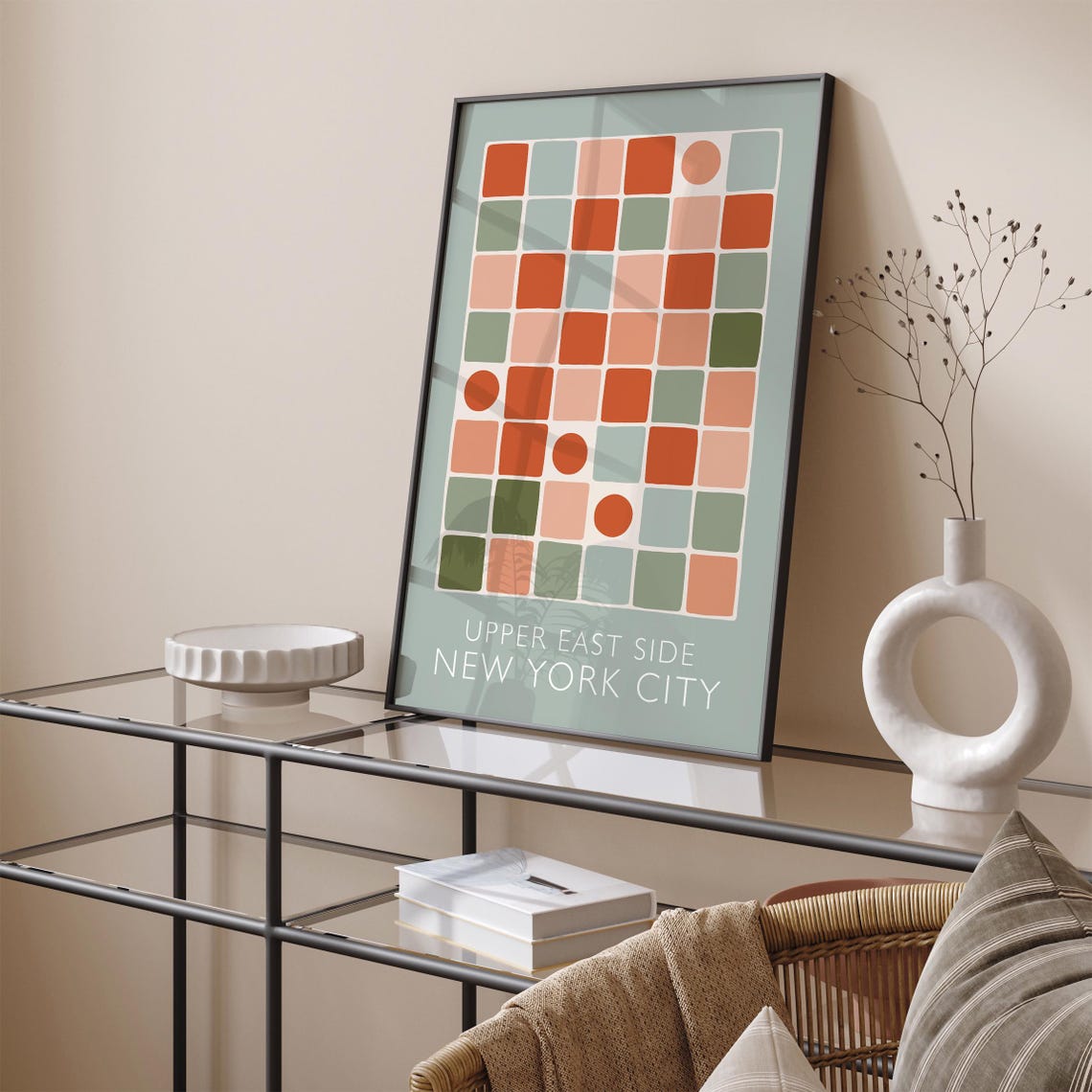 Upper East Side NYC Mid Century Geometric Terracotta Tile Poster - Image 4