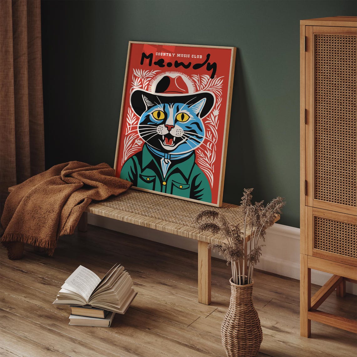 Country Cat Cowboy Poster Meowdy Country Music Club Art Print Rustic Western Decor Cat Lovers Gift Country Music Fan Gift Airbnb Decor - Image 2