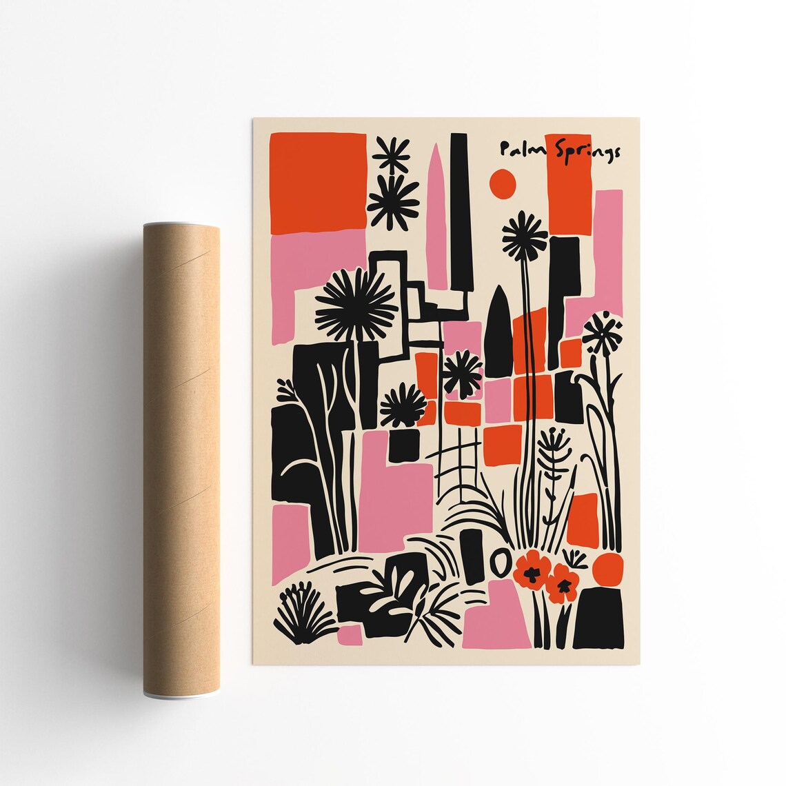Palm Springs Mid Century Geometric Abstract Cityscape Poster