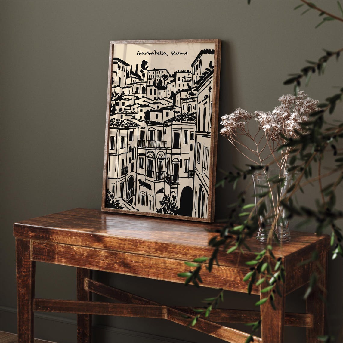 Vintage Sketch Garbatella Rome Black Line Minimalist Urban Poster - Image 3