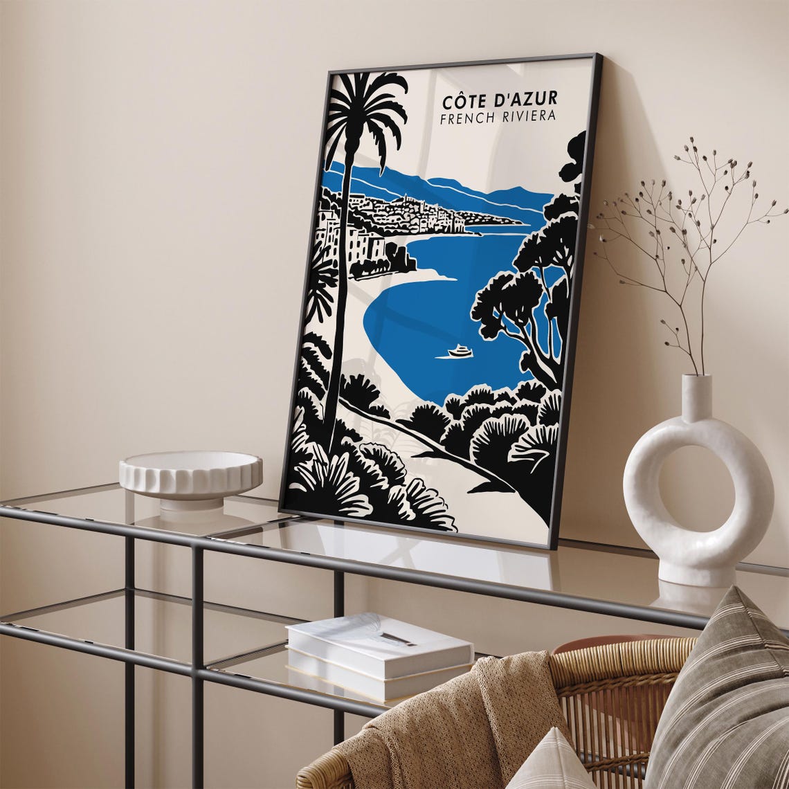 Blue Cote Dazur Poster French Riviera Print French Travel Wall Art Modern Landscape Print Honeymoon Gift 24x36 20x30 Hotel Room Decor - Image 3
