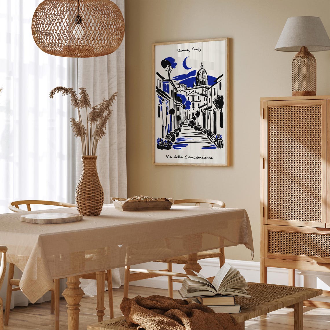 Rome Italy Via della Conciliazione Black Blue Ink Street Scene Poster - Image 2