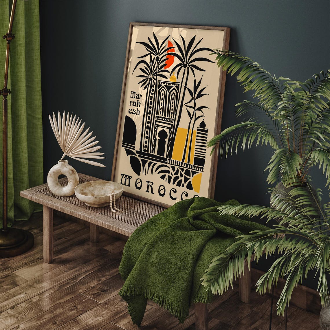 Marrakesh Morocco Moorish Architecture Palm Tree Travel Poster - Image 5