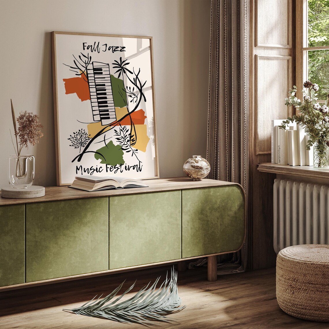 Fall Jazz Music Festival Piano Keys Autumn Botanical Art Poster - Image 2