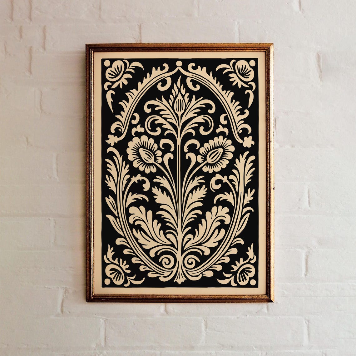 Black Art Nouveau Botanical Floral Elegant Decorative Wall Art