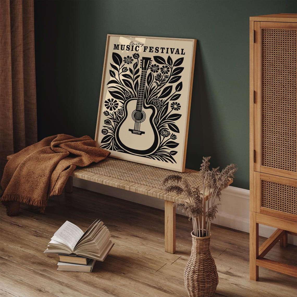 Country Music Poster Vintage Music Poster Western Wall Art Nashville Floral Poster Farmhouse Decor Country Music Fan Cowboy Wall Art - Image 4