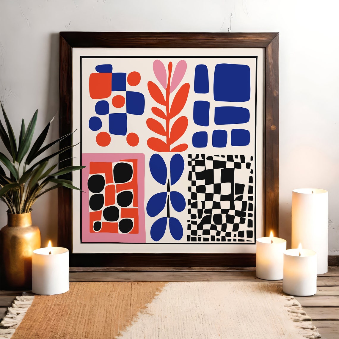 Colorful Geometric Abstract Squares Bold Contemporary Art Print - Image 2