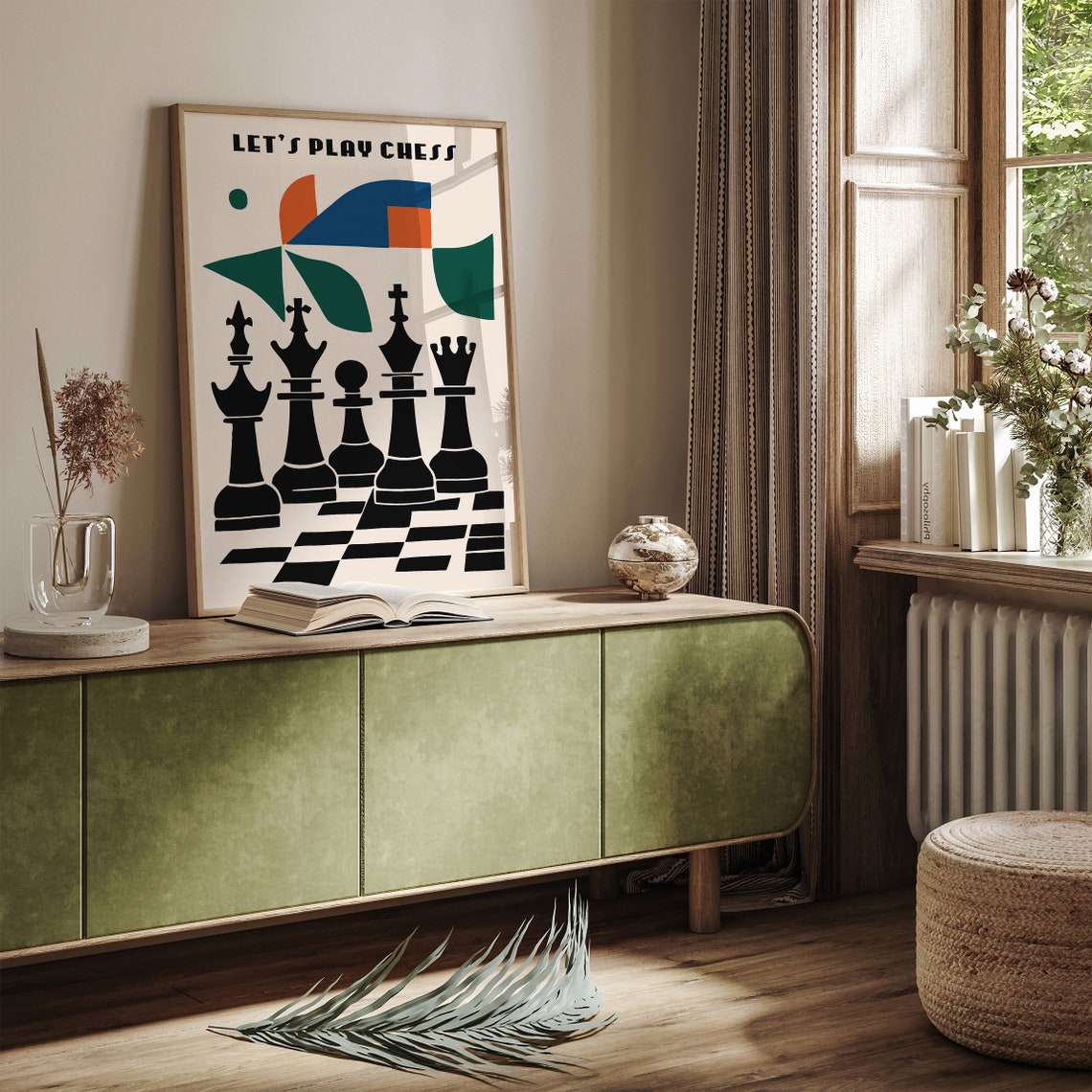 Retro Decor Lets Play Chess Mid Century Modern Chess Pieces Poster - Image 4