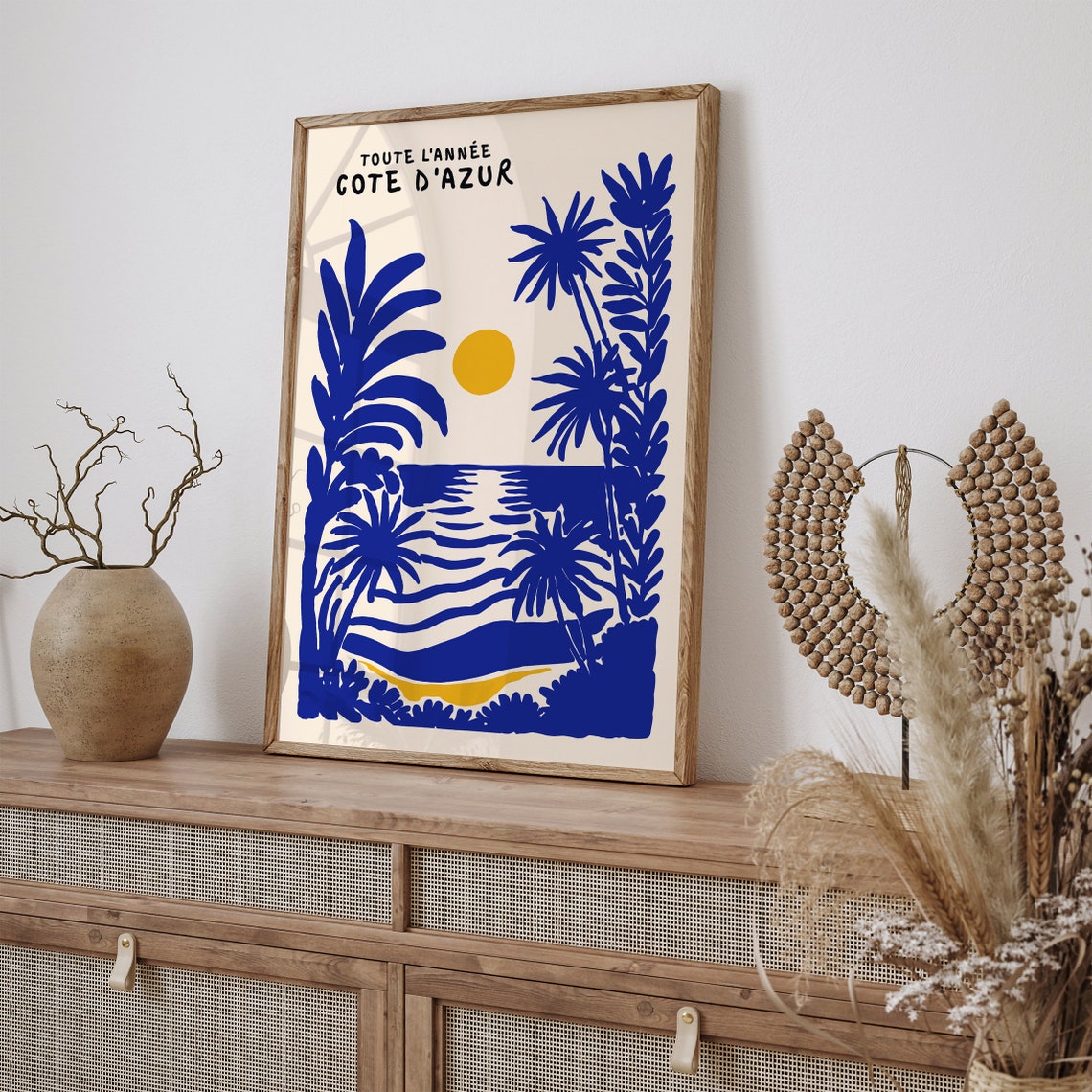 Blue Indigo Cote Dazur Poster French Riviera Print Vintage French Wall Art Travel Poster Print Honeymoon Gift 24x36 20x30 Minimalist - Image 4