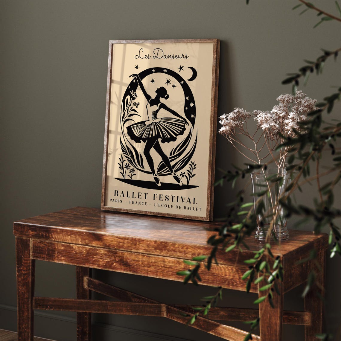 Elegant Paris Ballet Festival Moonlit Dancer Silhouette Poster - Image 4