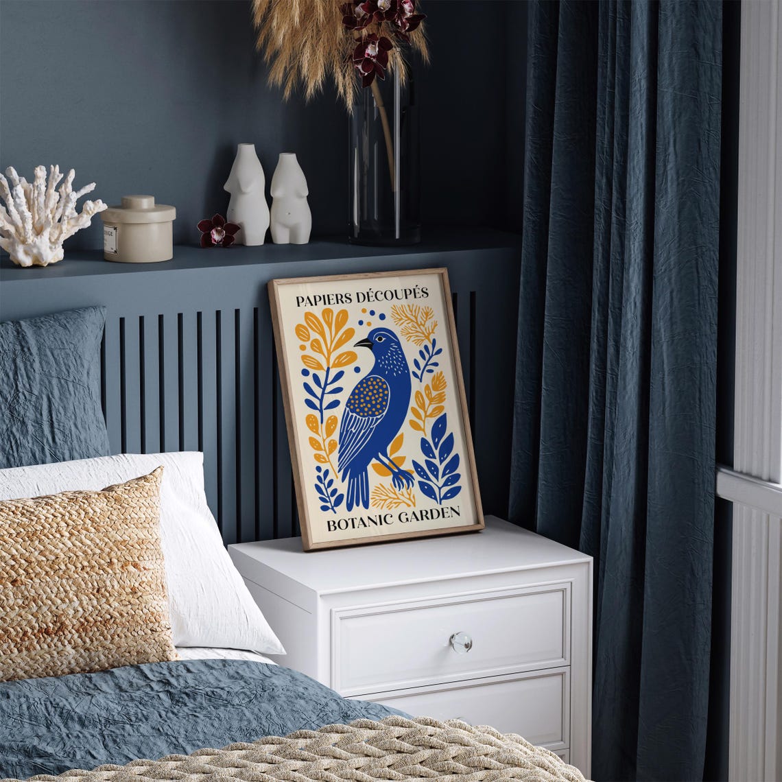 Papiers Decoupes Botanic Garden Blue Bird Floral Cut Art Poster - Image 3