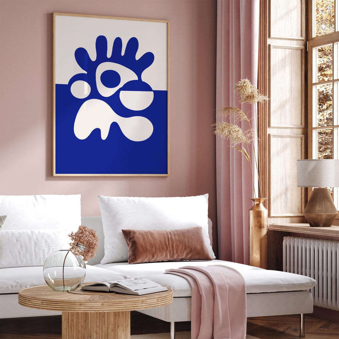 Bold Matisse Inspired Navy Blue and White Organic Shapes Poster - Image 2