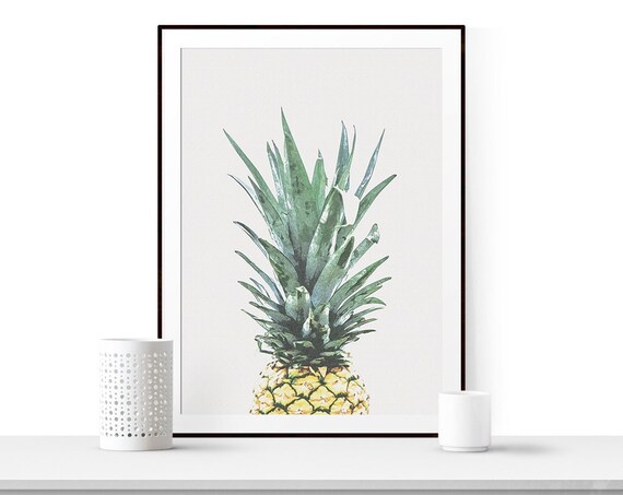Watercolor Pineapple Fruit Minimalist Tropical Kitchen Artwork Poster