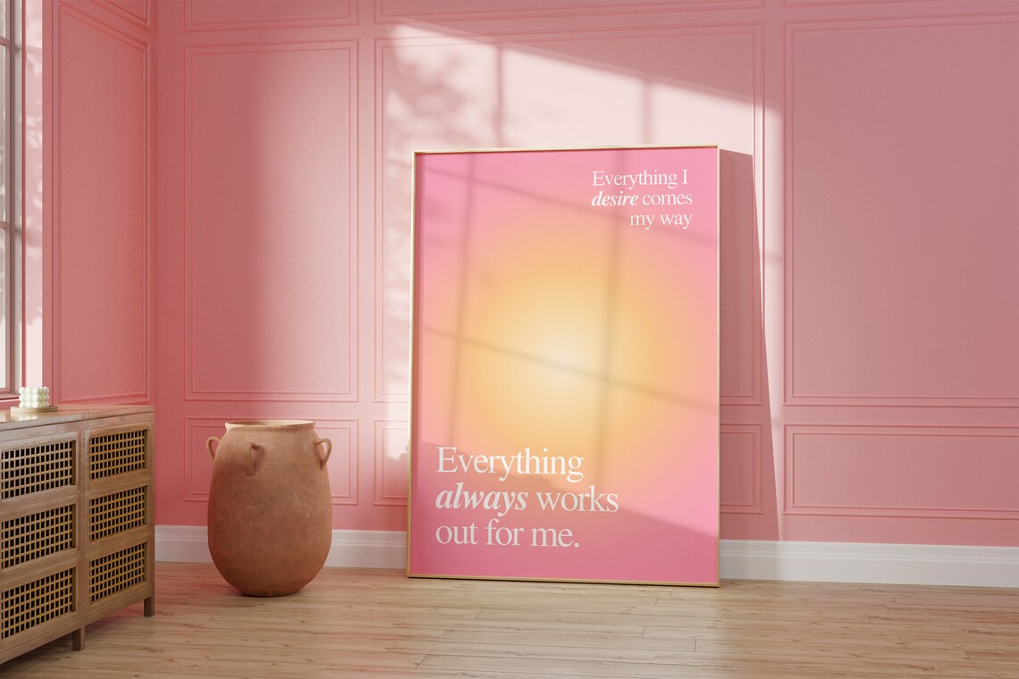 Aura Poster Affirmation Quote Print, Pink Positivity - Image 2