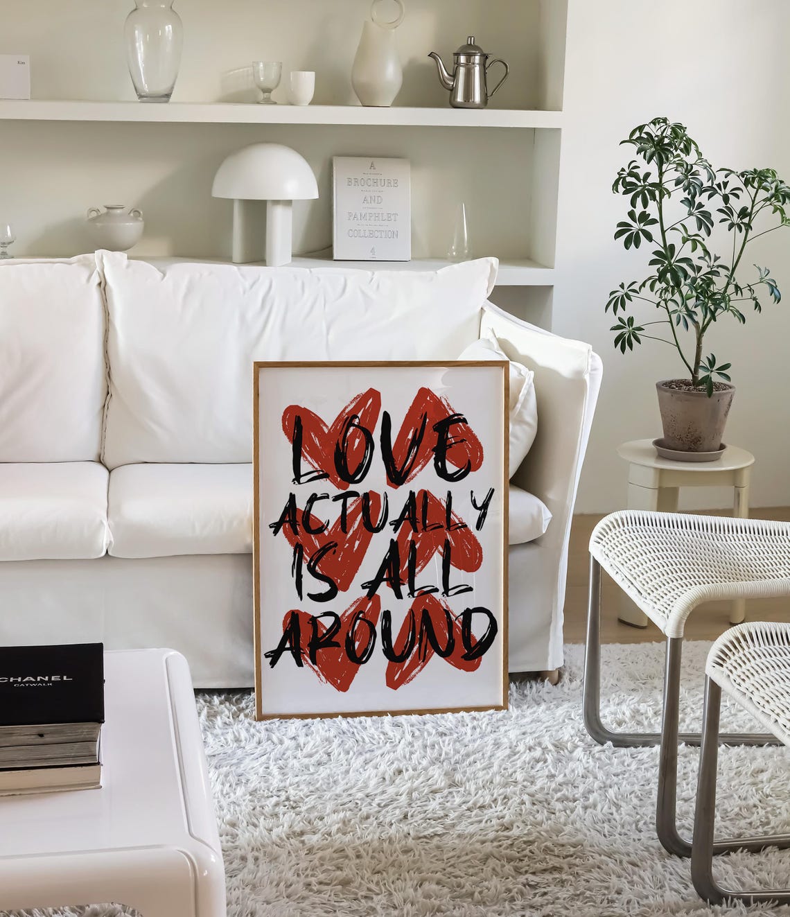 Love Actually Is All Around Red Heart Brush Script Quote Poster - Image 4